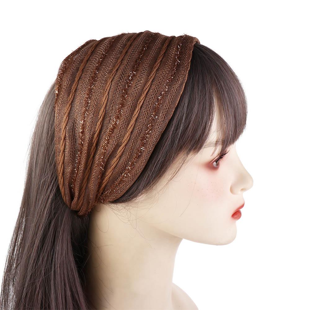 Cover the White Hair Shiny Cloth Women Headband Korean Headwear Mesh Hairbands Wide Hair Band