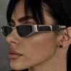 New Narrow Frame Metal Sunglasses Female Hip-hop Personality Street Photography UV Resistant Glasses UV400 Shades Eyewear