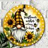 Vintage Sunflower Metal Wall Art with Bees 8 Inch Round Sign for Home Garden Kitchen Office Decor Holiday Gift
