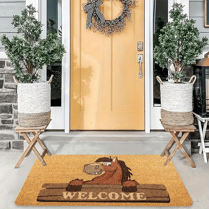 VIKAMA Whimsical Cartoon Horse-Themed Doormat Noise-Reducing, Non-Slip Entrance Mat Hallway Rug, Bedside Carpet Home Decor