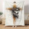 1pc Flannel Blanket, Divine,Jesus,God Pattern Printed Blanket, Sofa Bed Sofa Car Office Camping Travel Warm And Comfortable Soft Blanket, Fo