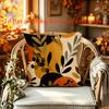 2D Flat - 1pc Autumn Themed Floral Decorative Pillow Case, Autumn Short Plush Pillow Cover, 45 X 45 Cm (17.7 X 17.7 Inches), Pillow Insert Not Include