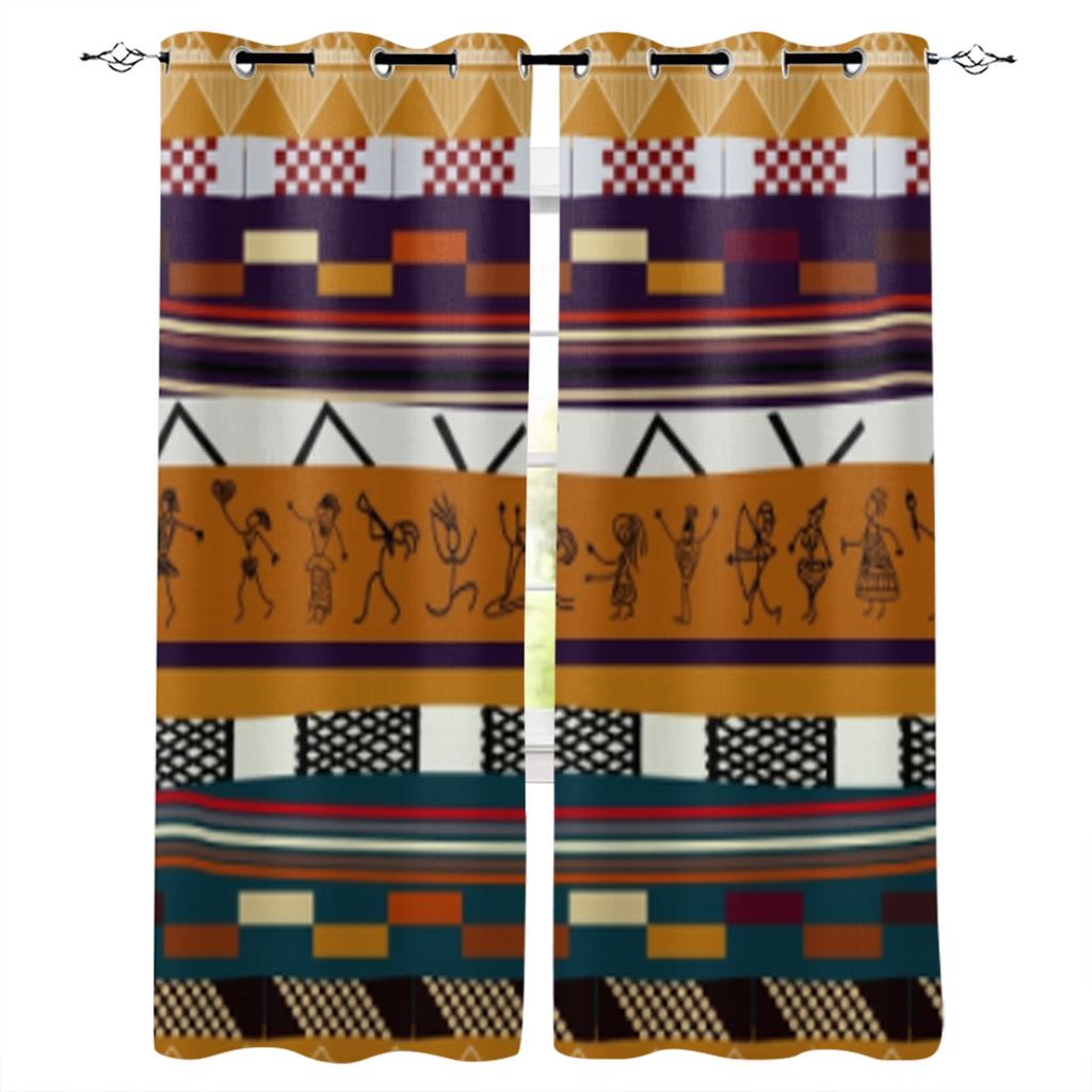 Ethnic Tribal Geometric Pattern Window Curtain For Living Room Bedroom Luxury Home Kitchen Decor Items Curtains