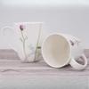 Floral Pattern Fine Bone China Mug, White Porcelain Coffee Mug with Handle, Safe for Microwave Oven, 1pc