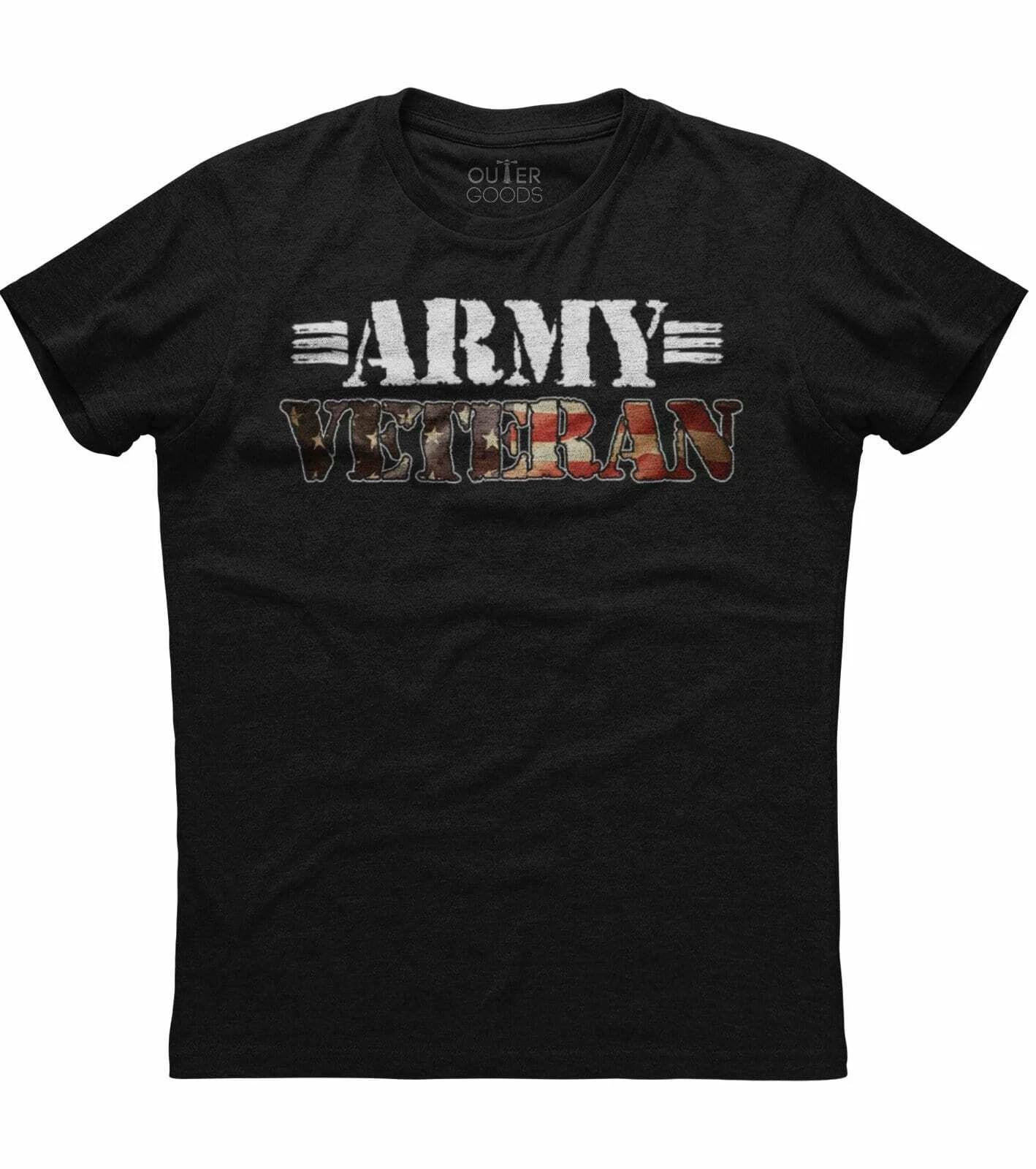 Army Veteran, Distressed Print Men s New Patriotic Trending Black T-shirt S