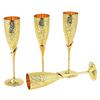 Gold Plated Brass Wine Glasses, Wedding Anniversary Gift for Couple Marriage, Corporate Clients Set of 4 Flute Design