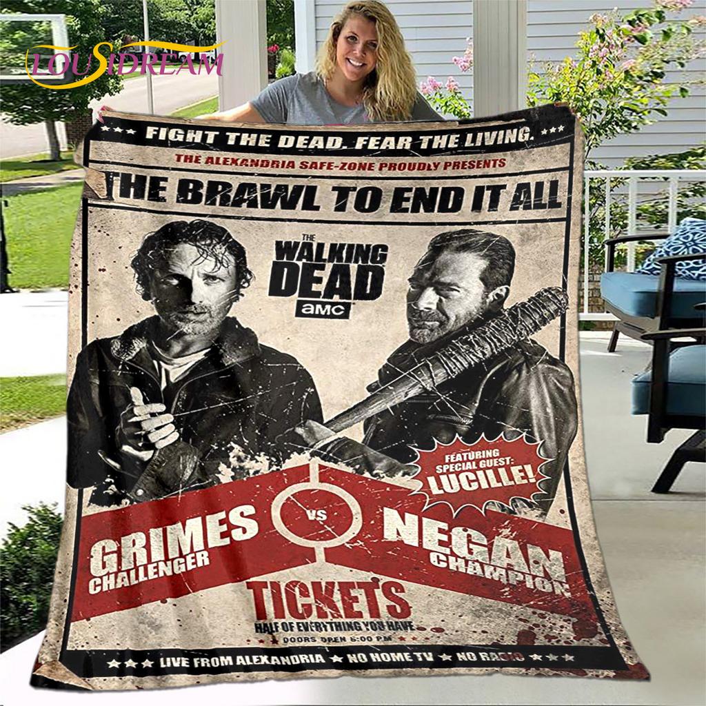 The Walking Dead Korku Yumuşak Peluş Battaniye, Flanel Battaniye Atmak Battaniye Oturma Odası Yatak Odası Yatak Kanepe Piknik Örtüsü Bettdecke