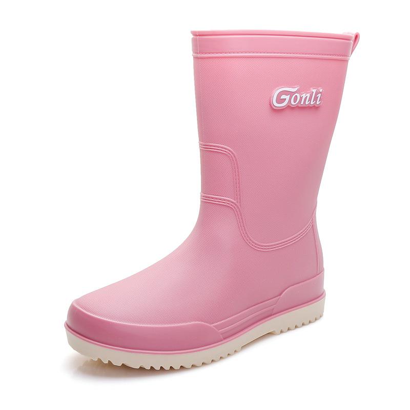 Women's Mid-Calf Fashion Waterproof Rain Boots, Thick-Soled Non-Slip, Wear-Resistant, Plus Velvet for Warmth