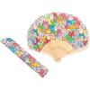 Nishikawa Shouroku Shoten Sommer-Faltfächer mit Fächerbeutel, Soleil, Geschenk für Damen, Modischer Faltfächer, Muttertagsgeschenk (Buntes Katzendesign)
