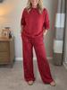 Women's Autumn/Winter Christmas Set: Long-Sleeve Round Neck Top & Drawstring Casual Pants