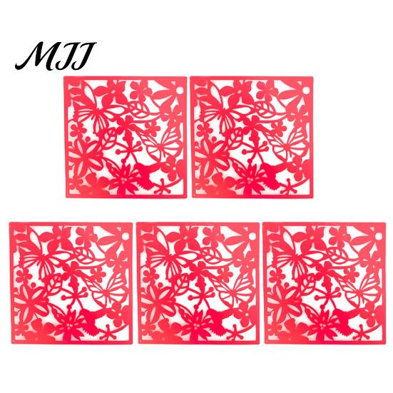 Hanging Partition Panel 5Pcs Room Divider Panel, Hollow Flower Butterfly Bird Wall Screen, Decor Square Decorative for Home Living