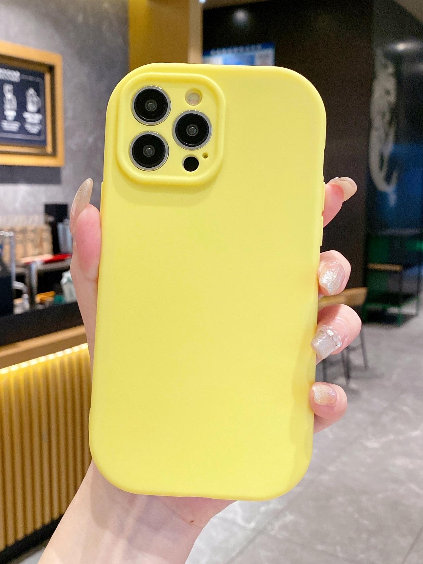 

Роскошный однотонный мягкий силиконовый чехол для телефона iPhone 15 14 13 12 11 Pro Max X XR XS Max 7 8 Plus SE 2 Защитная крышка камеры For iPhone 13 жёлтый