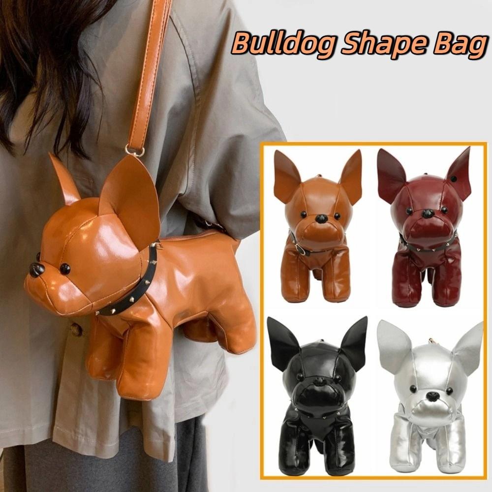 Pu Leather Bulldog Dog Bag Bulldog Shape Cartoon Crossbody Bag Fashion Animals Shoulder Bag Girls