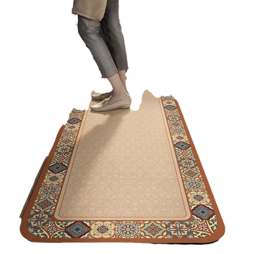 2-Piece Kitchen Oil-Proof Floor Mat Home Non-Slip Door Mat Full of Stand-Resistant Large Area Mat Carpet Crystal Velvet New