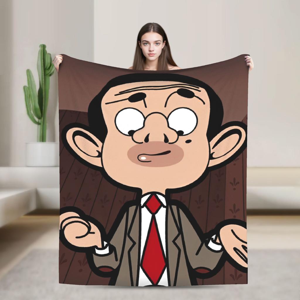 Mr. Beans Teddy Bear Blankets Fleece Spring/Autumn Cartoon Multifunction Soft Throw Blanket For Bedding Travel Bedding Throws