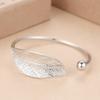 Fashion 925 Silver Cuff Bracelet For Woman Open Luxury Leaf Shaped Adjustable Charm Bangle Bracelets Party Jewelry Gift