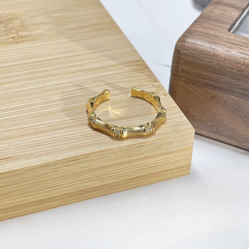 Court Style Medieval French Retro Enamel Bamboo Ring Women S High-End Niche Design Accessories