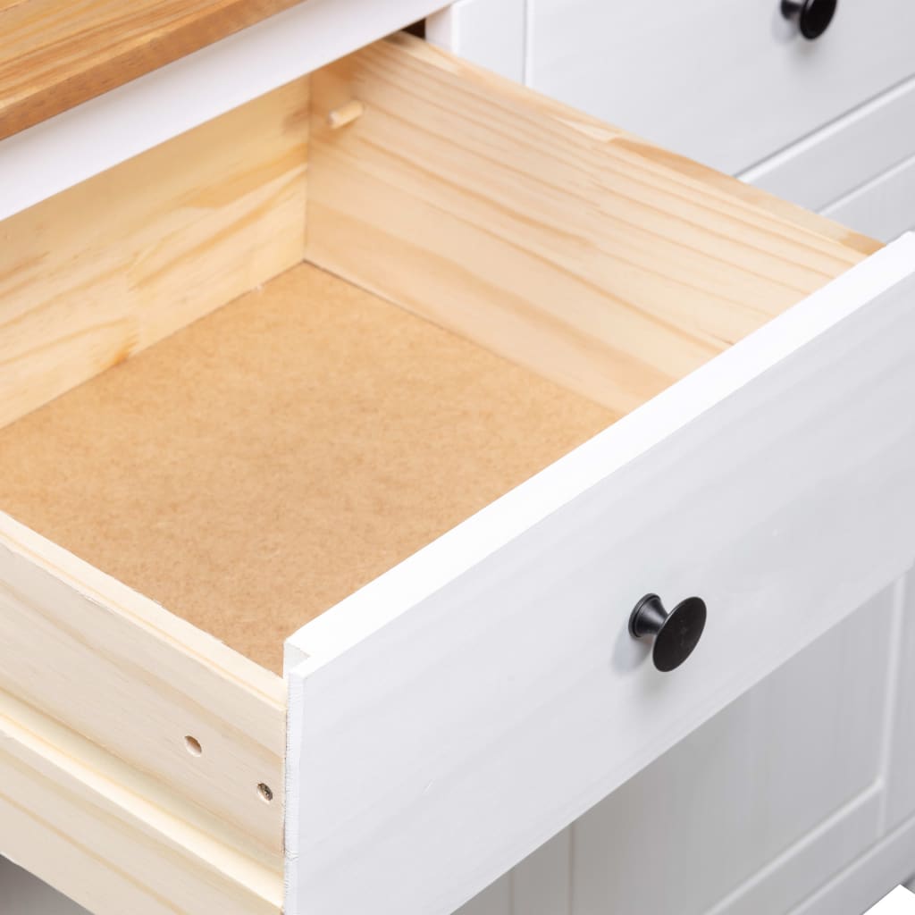 Sideboard White 93 x 40 x 80 cm Pine Wood Panama