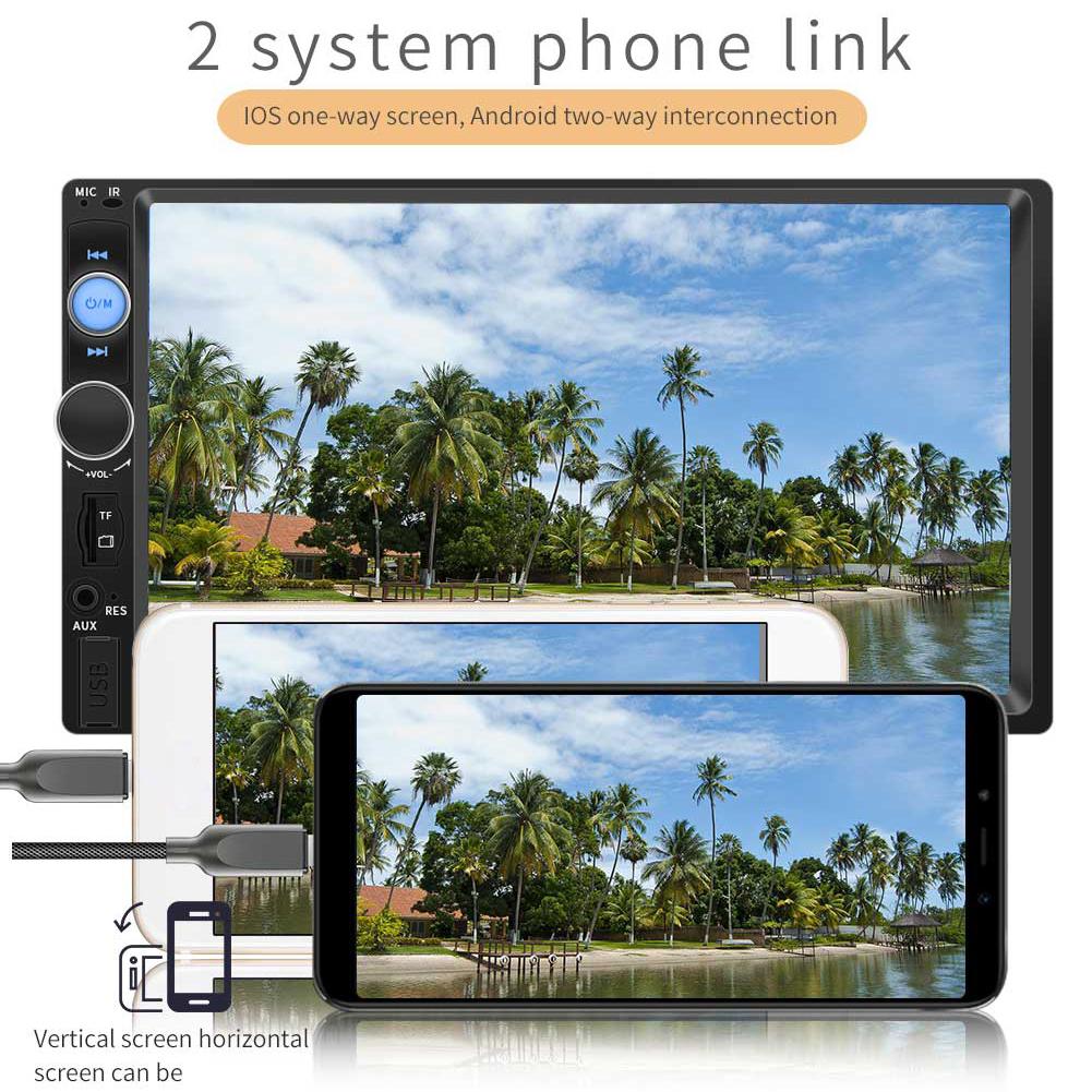 Stereo universal 1din 7 inch Radio auto Mirrorlink Bluetooth 5.0 Ecran tactil Handsfree Localizare HD Cameră de marșarier TF