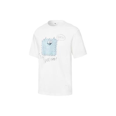Puma Michael Lau X Cartoon Print Lässiges Sport Rundhals Kurzarm Drop Shoulder T-Shirt Herren Weiß 531320-02