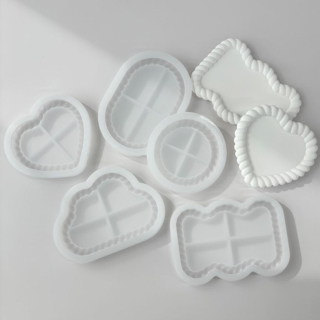 Bubble Storage Tray Silicone Mold DIY Resin Plaster Cement Gift Casting Mould Round Flower Cloud Heart Shape Coaster Home Decor