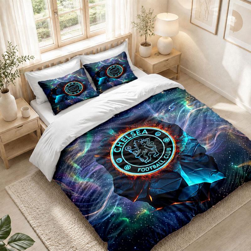 Set de așternut 1 Față de pilotă 2 Fețe de pernă Imprimeu Chelsea FC Dormitor Decorațiune pentru casă