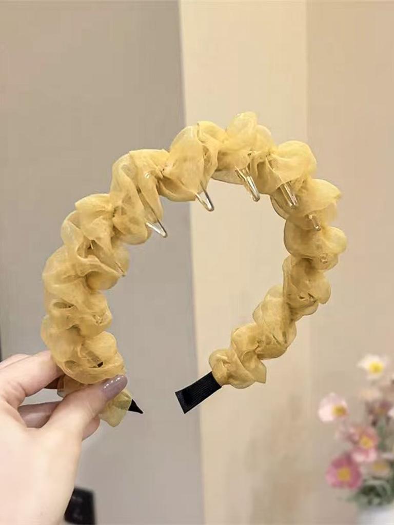 Neues Trendiges Einfarbiges Netz Falten Anti-Rutsch Spitze Elegantes Haarband Flauschiger Tüll Make-Up Haar Accessoires Professionelles Salon