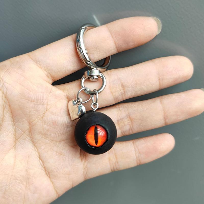 Gothic Demon Heart Eye Pendant Necklaces Resin Couple Keychain Pendant Halloween Backpack Decor Charms Jewelry Gifts