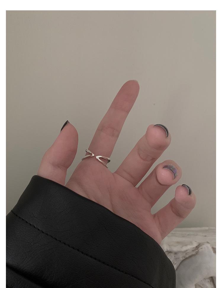 Beixi S925 Sterling Silver Crossed Lines Open Ring - Trendy Stackable Index Finger Ring for Women