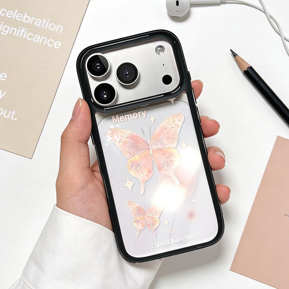 

Pink Butterfly Star Transparent iPhone Case for Women, Drop-Proof Protective Cover Compatible with Apple 15/16/17 Promax. Apple 16