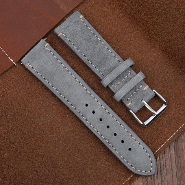 

Ремінець для годинника Натуральна замшева шкіра Вінтажні ремінці для годинників Високоякісний оксамитовий ремінець ручної роботи 18 мм 20 мм 22 мм 24 мм Змінний ремінець 20mm