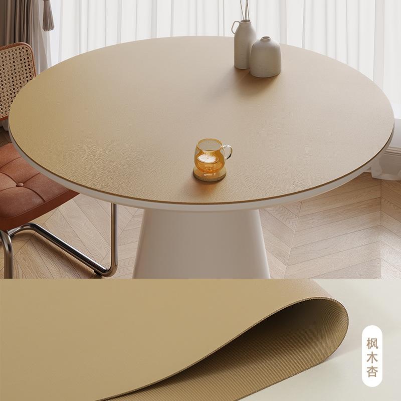 Einfarbige Leder-Tischdecke Wasserdicht und Ölabweisend Zum Drauf Lassen Esstischdecke Leder Runde Tischdecke Haushalt Geruchlose Tischdecke Rund
