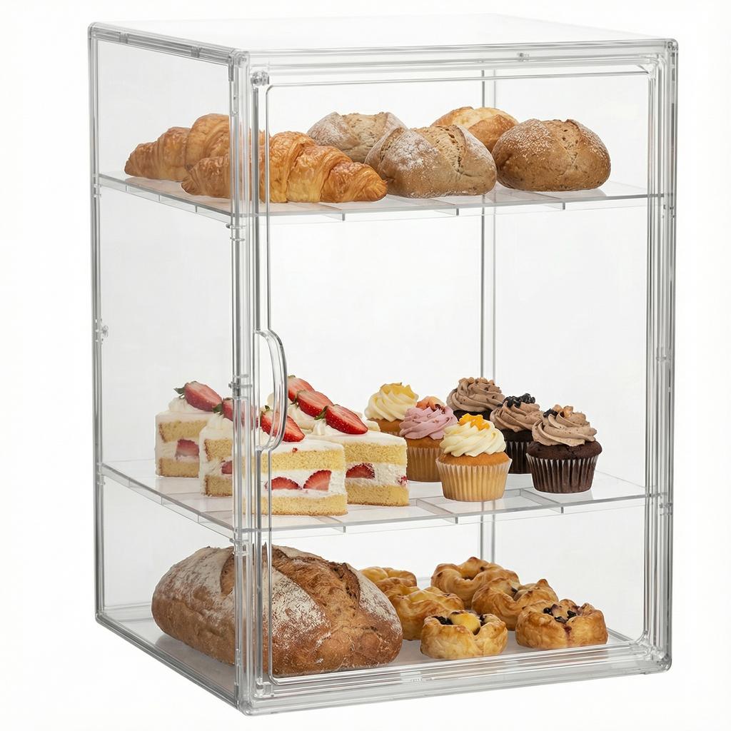 Transparent Makeup Organiser Adjustable Plastic Cosmetics Shelf Large Capacity Figurines Display Case for Home Office
