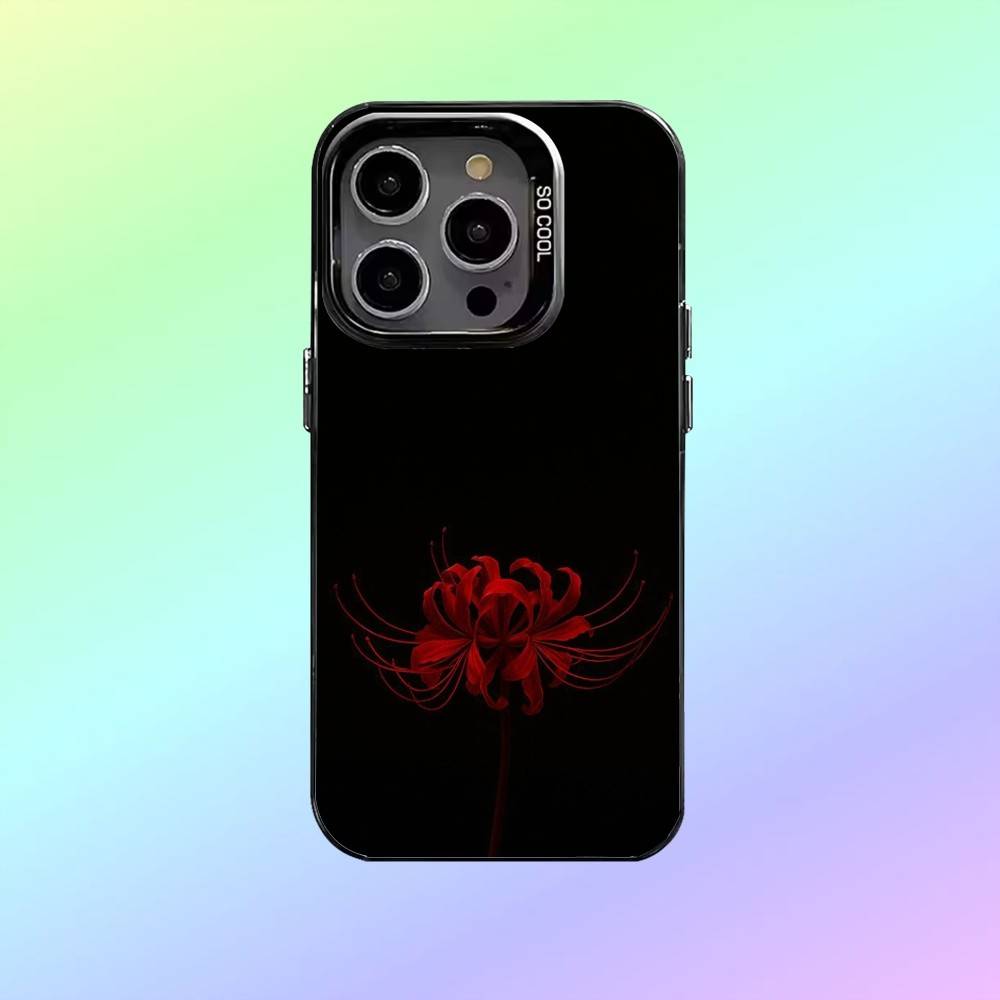 Rote Spinnenlilie Blume Handyhülle   Für iPhone17,16,15,14,13,12,11 Plus,Pro Max Schwarz Candy Matt Stoßfeste Hülle