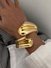 DIEZI Punk Hip Hop Gold Color Leaves Geometric Metal Wide Cuff Bangles Bracelets Fashion Spring Bangles For Women Men Jewelry
