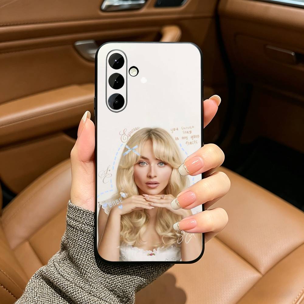 Singer S-Sabrina C-Carpenter Black Soft Silicone Phone Case for Samsung Galaxy A73, A71, A72, A70, A53, A52, A51