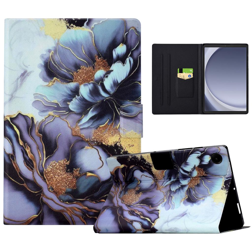 For Samsung Galaxy Tab A9 Case PU Leather Pattern Folding Stand Protective Tablet Cover