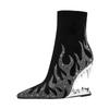 Fashion Kaky's New Water Diamond Flame Pointed Super High Heel Shaped Heel Wolf Teeth Tiger Teeth Women's Short Boots and Women's Boots