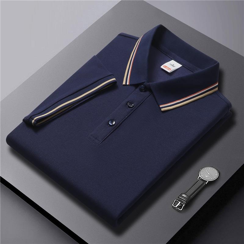  Men's Summer Striped Collar Polo Shirt Short Sleeve Business Casual Breathable