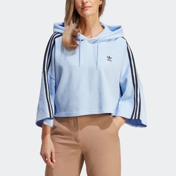 Adidas Originals Embroidered Logo Print Hoodie With Drawstring Women Hoodies Light-Pink Blue IC5460