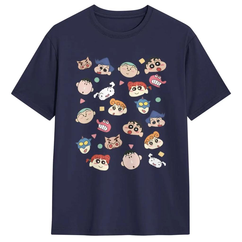 School Friends Crayon Shin Chan T-Shirt Summer Y2K Retro T Shirts 100 Cotton Tshirt For Mens Short Sleeves Clothing