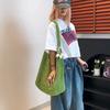 Trendy Sweet Crochet Shoulder Bag with Tulip Pendant Leisure Beach Hollow Handbag Women Vacation Casual Woven Totes