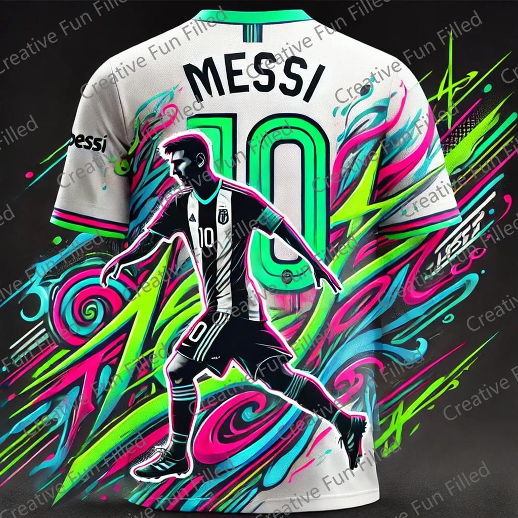 2025CHATGPT Street Graffiti Fußballtrikot für Kinder und Erwachsene, Speziell MESSI 10, Sommer-T-Shirt, Intelligente Design-Edition, Neues Trikot