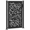 VidaXL Garden Gate Black 105x155 Cm Steel Flame Design, Fence Gate, Outdoor Gate, Metal Gate, 4100991