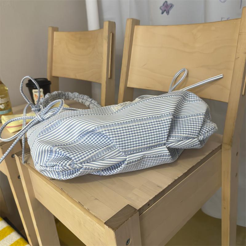 Borsa a mano da donna con fiocco e pieghe, borsa da spalla