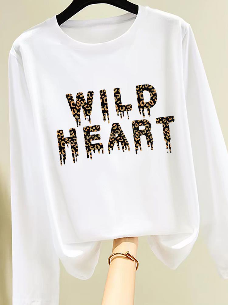 (Asian Size) butterfly cute o-neck Graphic Print T Shirt Women Clothing Tee autumn winter spring Casual Fashion Top Long Sleeve T-shirts