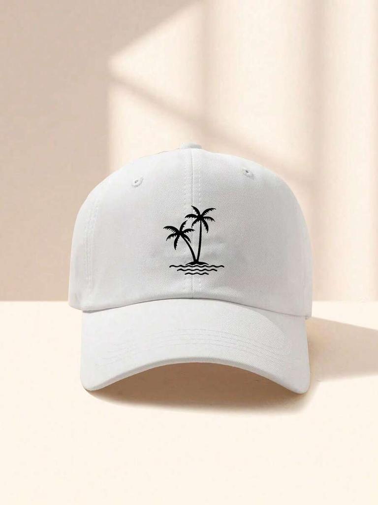 Printed Coconut Tree Baseball Cap Adjustable Outdoor Casual Hat Sun Protection Summer Beach Travel