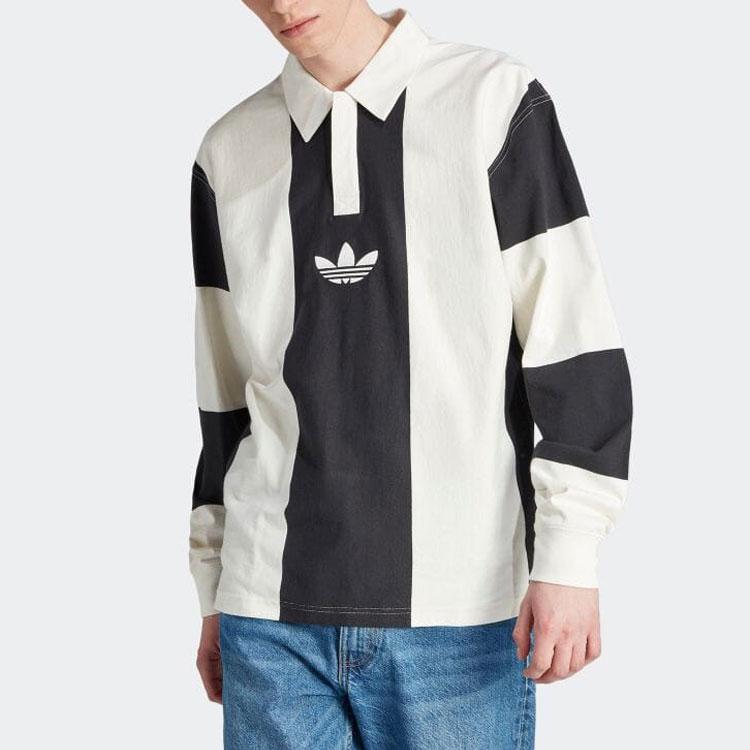 Adidas Originals Striped Colorblock Loose Fit Polo Shirt Men Tops Black HZ0708