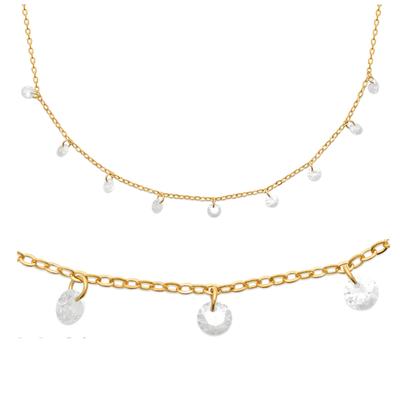 [R5745] - Gold-Plated Necklace 'Sissi' White Gold - 4 Mm