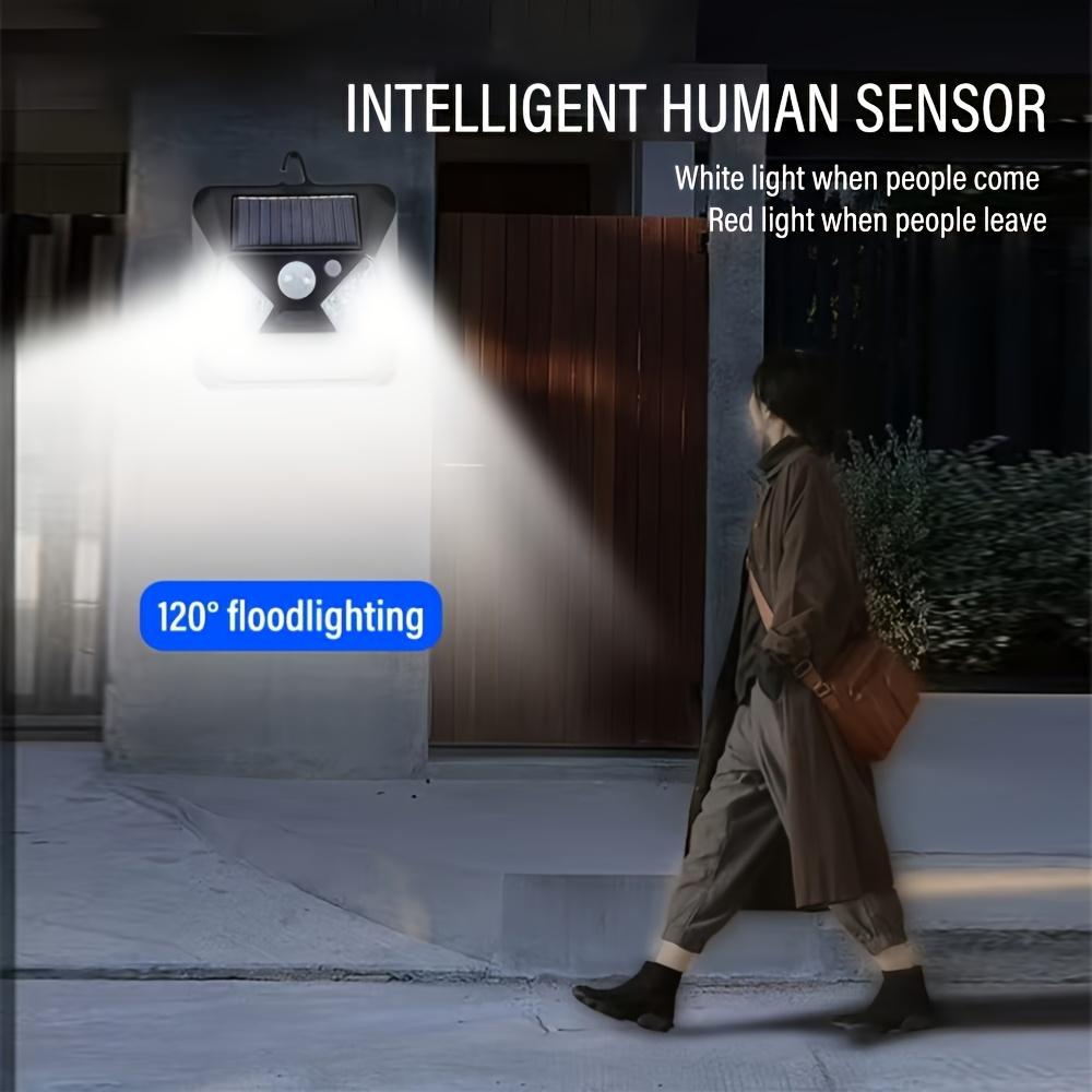 D2 Motion Sensor Solar Lamp Outdoor Wall Light Sconce 120° Wide Angle Illuminated Floodlight 3 Lighting Modes Fence Garden Light